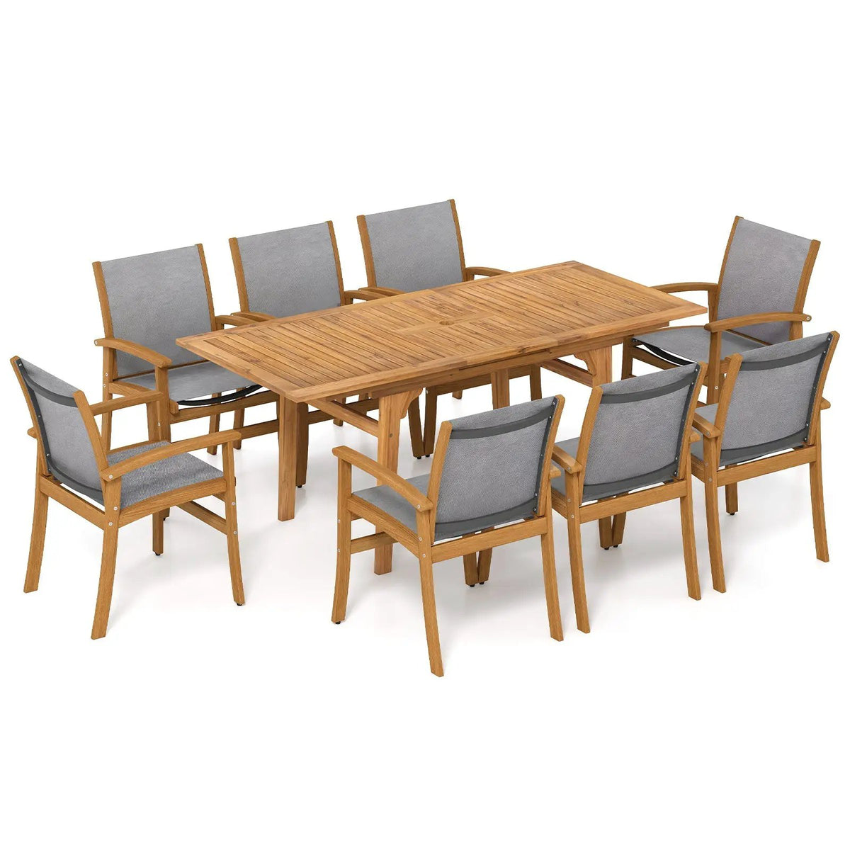 9 Pieces Acacia Wood Patio Dining Set for 6, photo 5 of 16