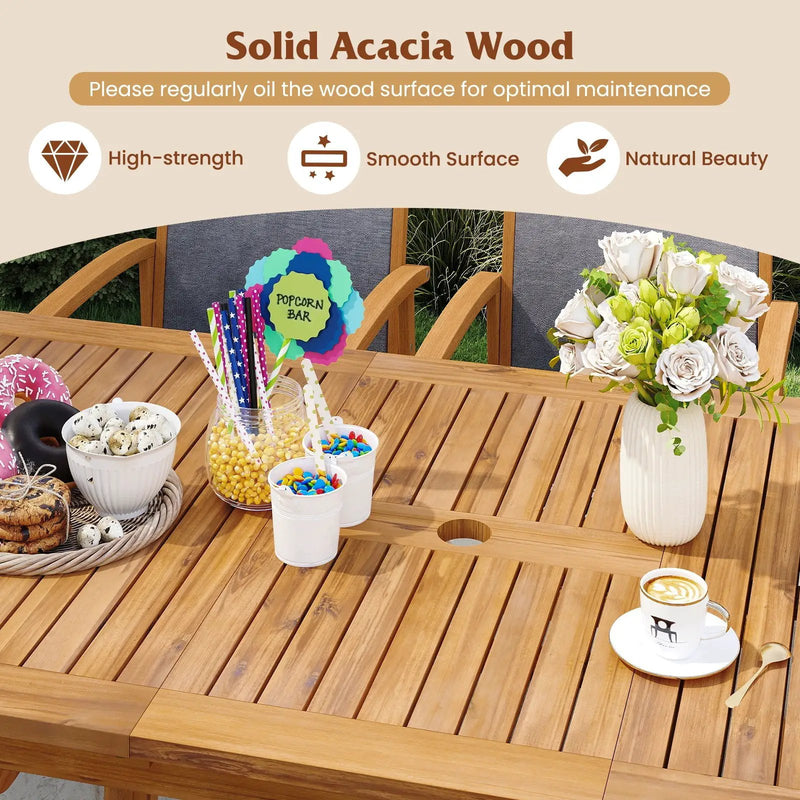 9 Pieces Acacia Wood Patio Dining Set for 6 by DirectDeals