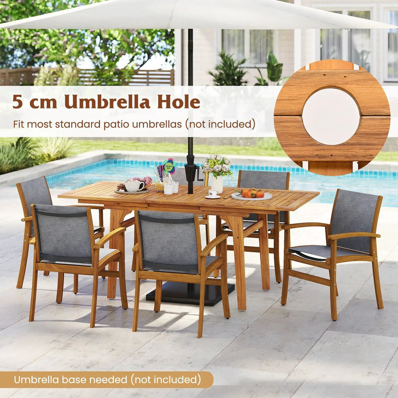 9 Pieces Acacia Wood Patio Dining Set for 6 by DirectDeals