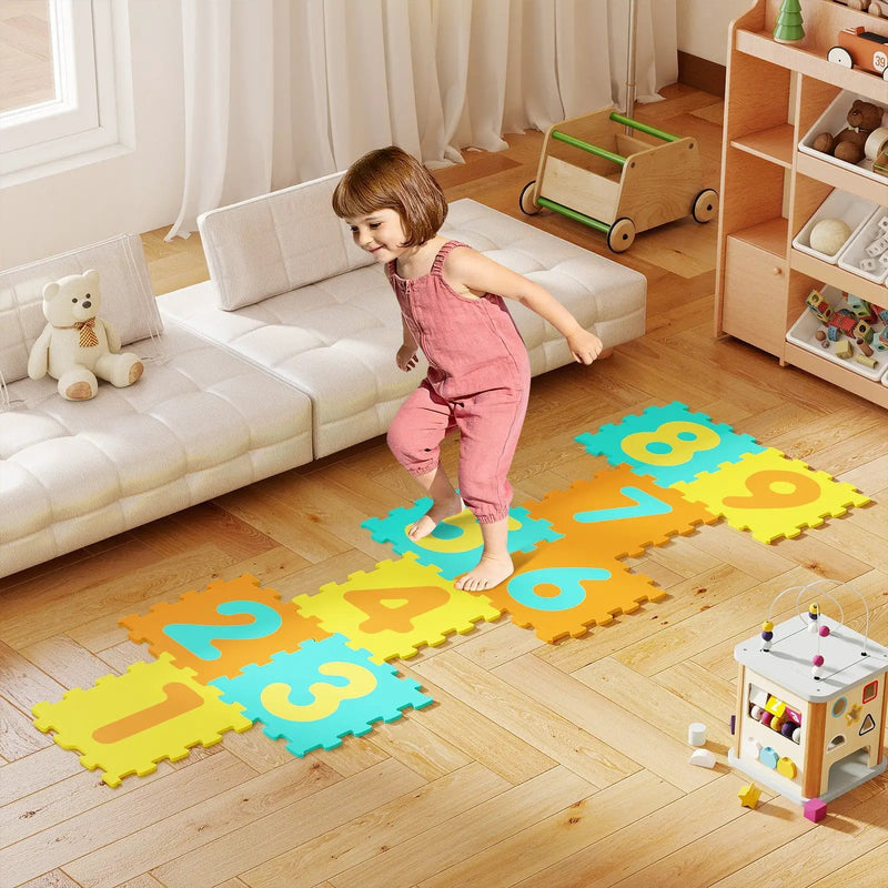 9 Pieces Interlocking Foam Puzzle Floor Mat with 3 Marker Discs by DirectDeals