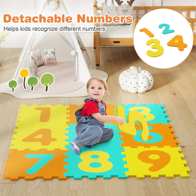 9 Pieces Interlocking Foam Puzzle Floor Mat with 3 Marker Discs by DirectDeals