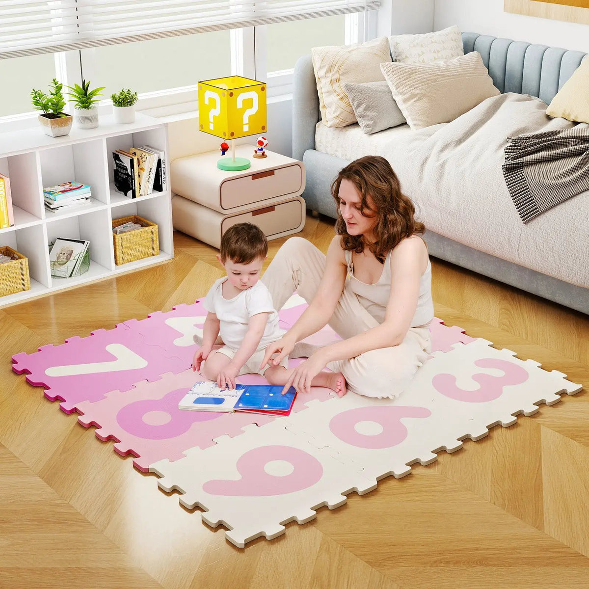 9 Pieces Interlocking Foam Puzzle Floor Mat with 3 Marker Discs, photo 4 of 16