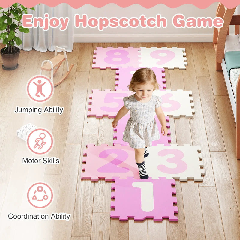 9 Pieces Interlocking Foam Puzzle Floor Mat with 3 Marker Discs by DirectDeals