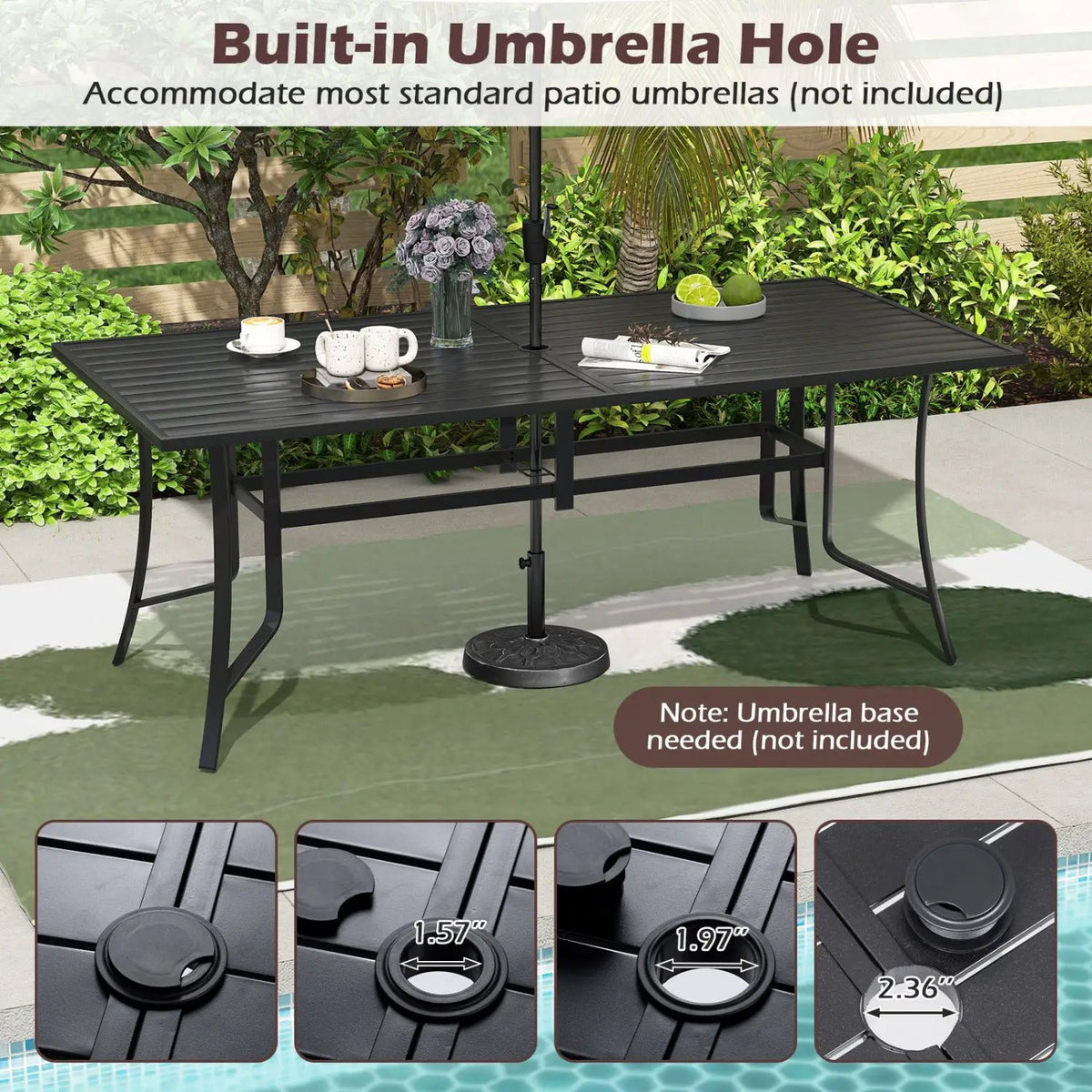 9 Pieces Patio Dining Set for 8 Outdoor Rectangular Table and Stackable Chairs, photo 16 of 16