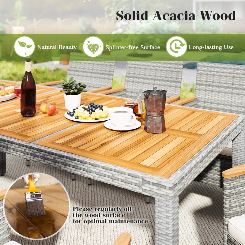 9 Pieces Patio PE Wicker Dining Set for Deck Garden and Yard by DirectDeals