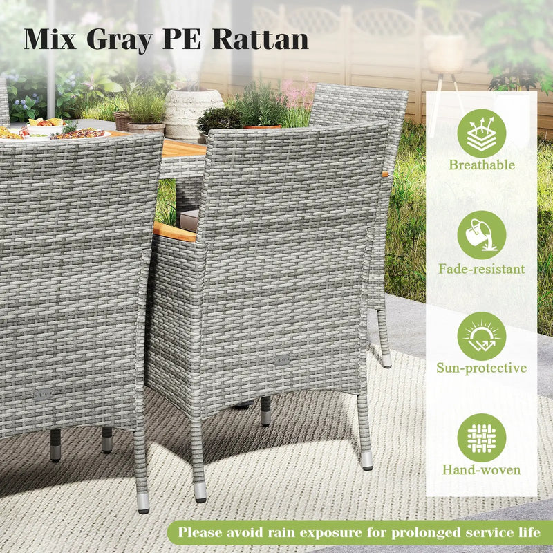 9 Pieces Patio PE Wicker Dining Set for Deck Garden and Yard by DirectDeals