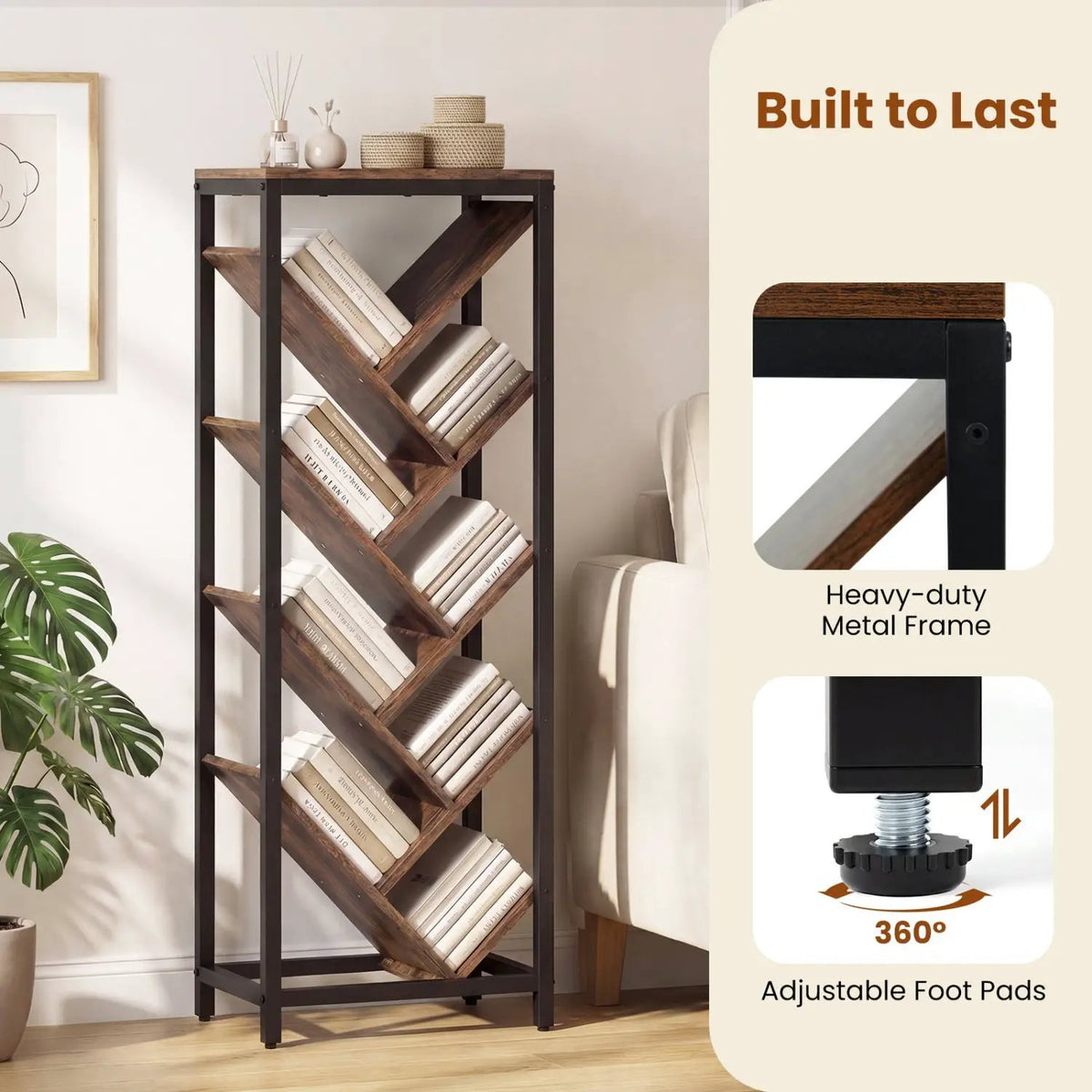 9-Tier Freestanding Bookcase for Hardcover Books, photo 6 of 16