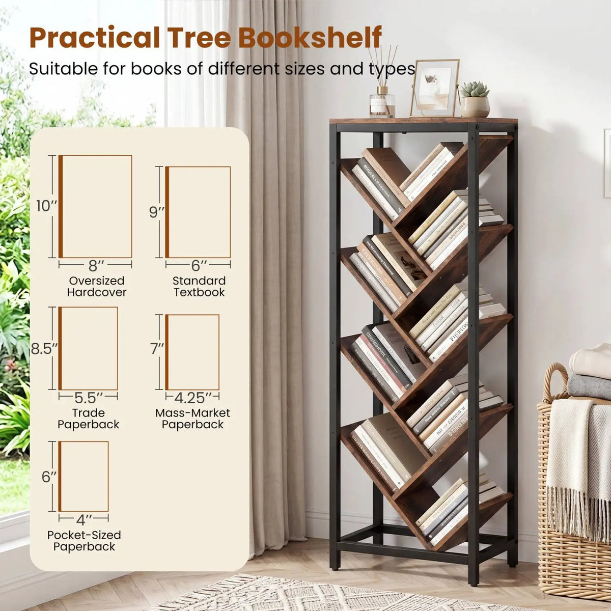 9-Tier Freestanding Bookcase for Hardcover Books, photo 7 of 16