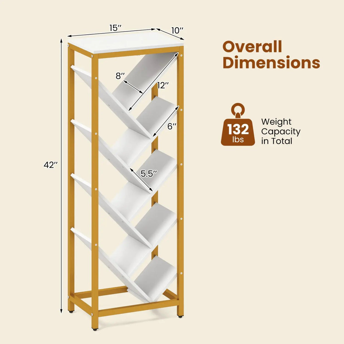 9-Tier Freestanding Bookcase for Hardcover Books, photo 12 of 16