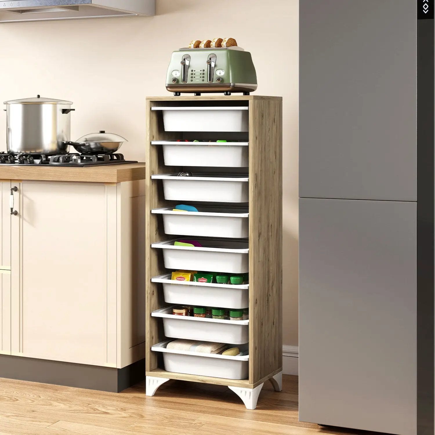 9-Tier Fruit & Vegetable Storage Rack with Slide-Out Baskets by DirectDeals