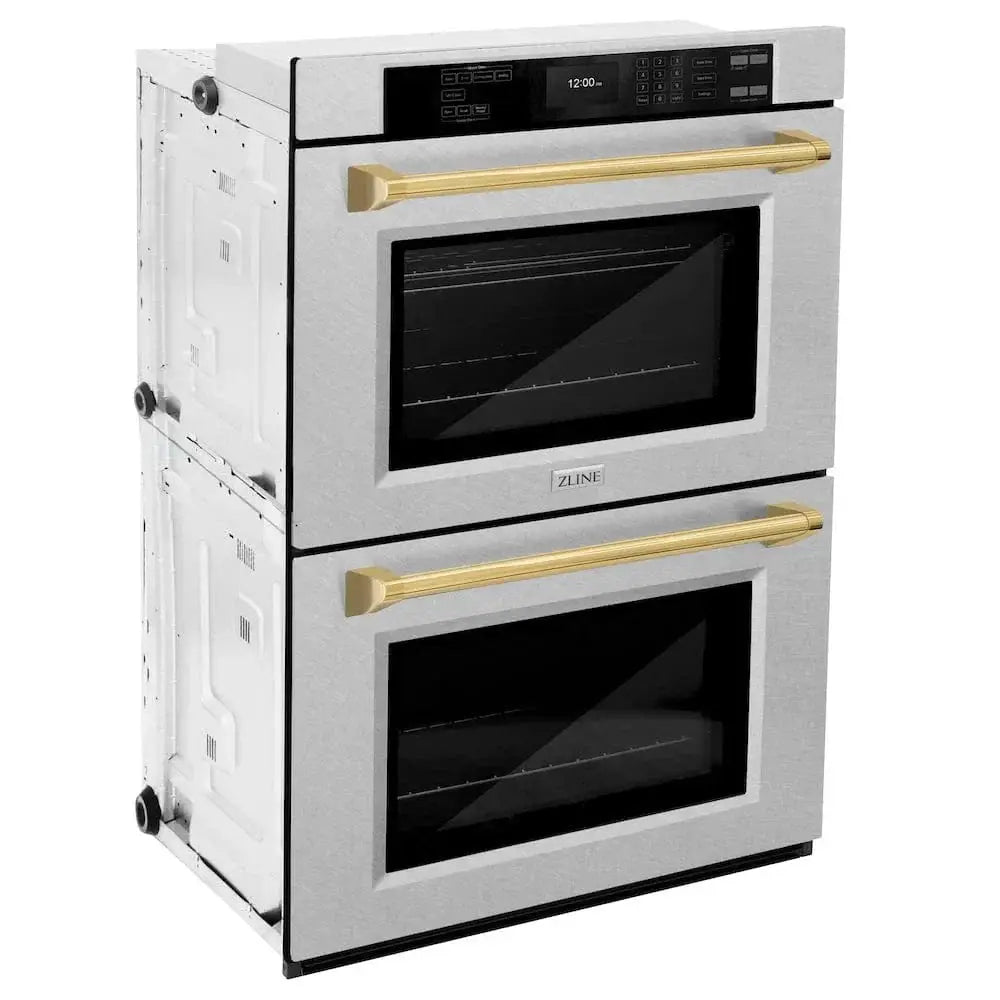 ZLINE 30"Professional True Convection Double Wall Oven, Air Fry, Self Clean, DuraSnow® Gold WADSZ-30-G by Farmhouse Kitchen and Bath