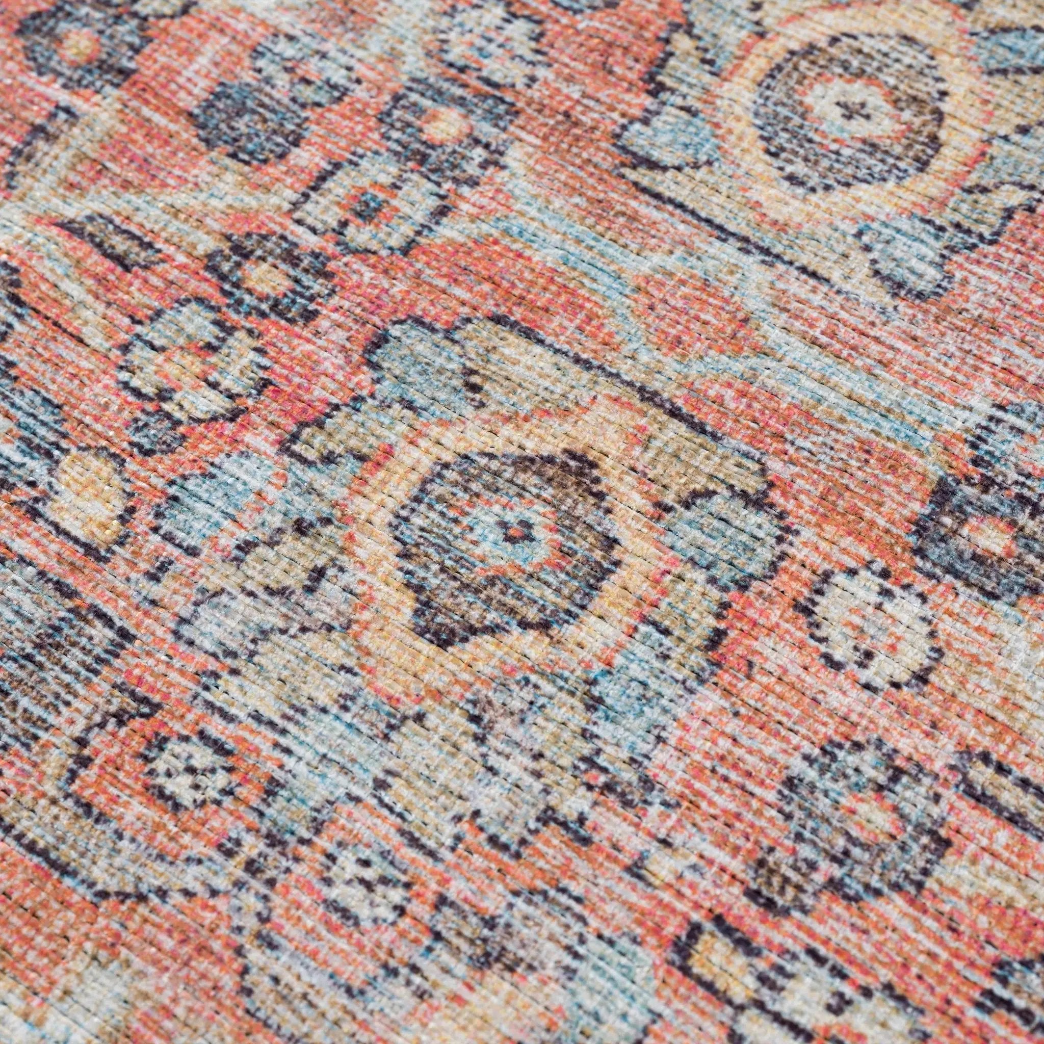 Urpi Rose & Blue Washable Area Rug by Hauteloom