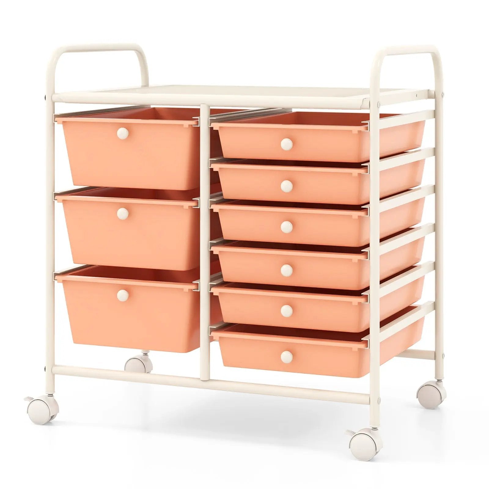 9-Drawer Rolling Storage Cart with Colorful Drawers and Metal Frame by DirectDeals