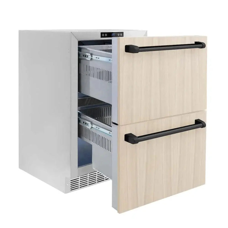 ZLINE 24" Touchstone 168 Can Outdoor-Rated Dual Refrigerator Drawer, Panel Matte Black, RDSPOZ-24-MB by Farmhouse Kitchen and Bath