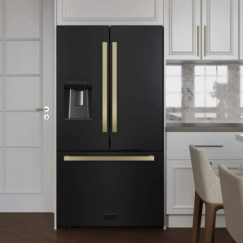 ZLINE 36" Refrigerator, Water, Ice Dispenser, Black Stainless, RSMZ-W36-BS-FCB by Farmhouse Kitchen and Bath