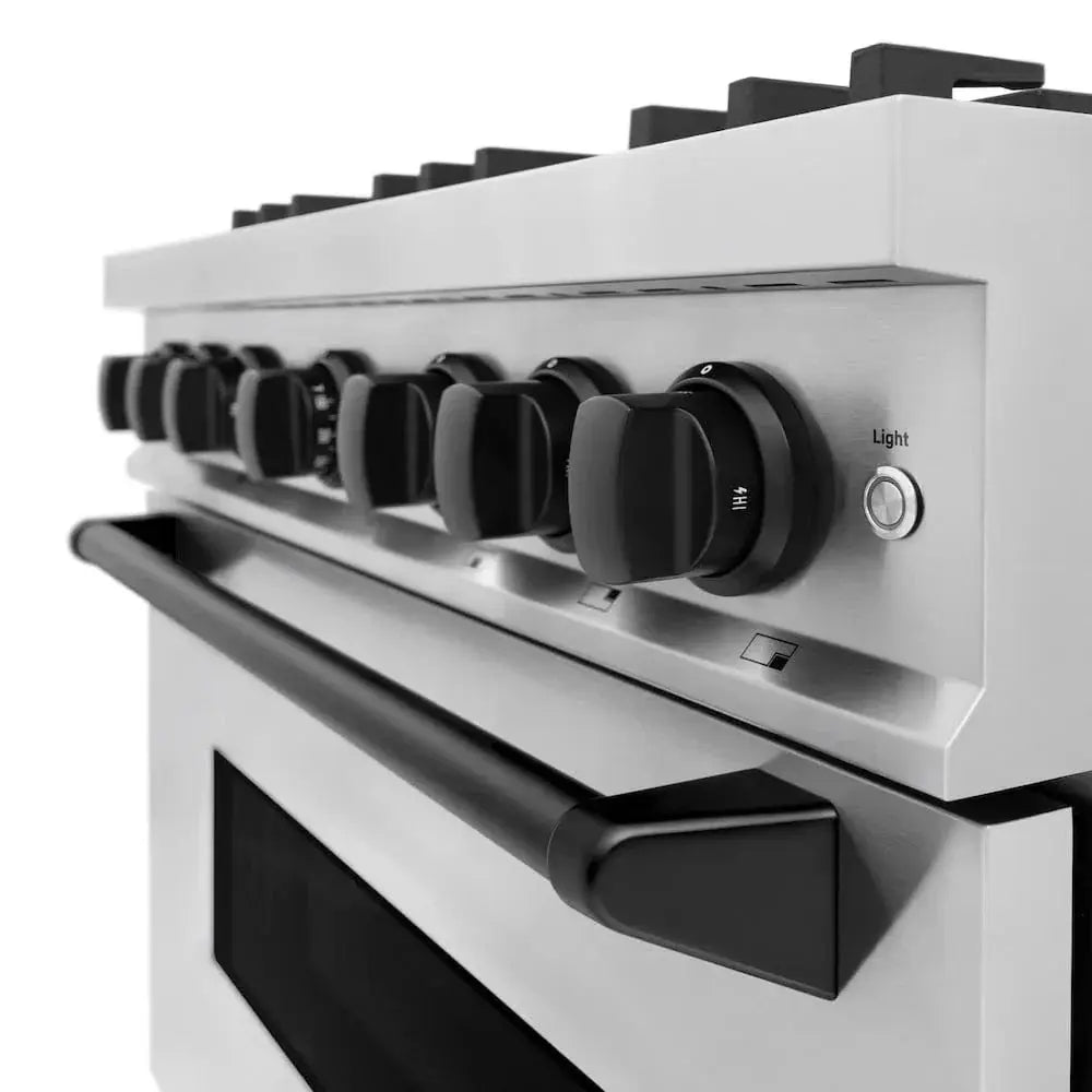 ZLINE 36" Dual Fuel Range, Gas Cooktop, Electric Convection Oven Stainless Steel, Matte Black CDRZ-36-MB by Farmhouse Kitchen and Bath