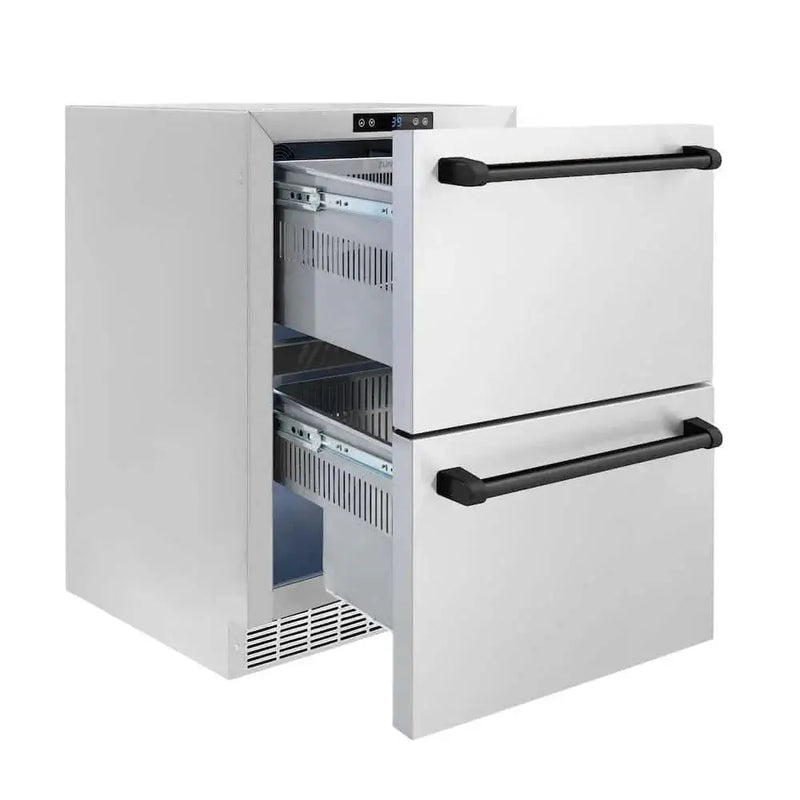 ZLINE 24" Touchstone 168 Can Outdoor-Rated Dual Refrigerator Drawer, Matte Black, RDSOZ-ST-24-MB by Farmhouse Kitchen and Bath