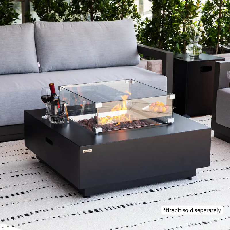 Ashton Fire Pit Tempered Clear Glass Wind Screen by EnvelorHome