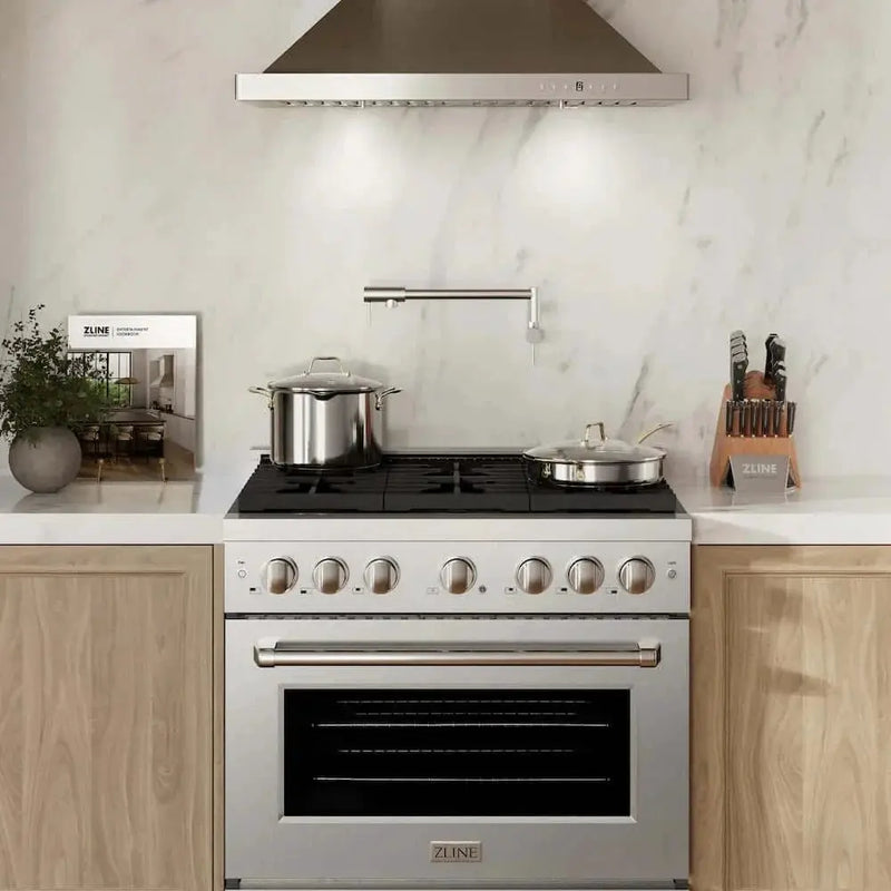 ZLINE 36"Gas Range, Convection Gas Oven , DuraSnow® Stainless Steel, SGRS-36 by Farmhouse Kitchen and Bath