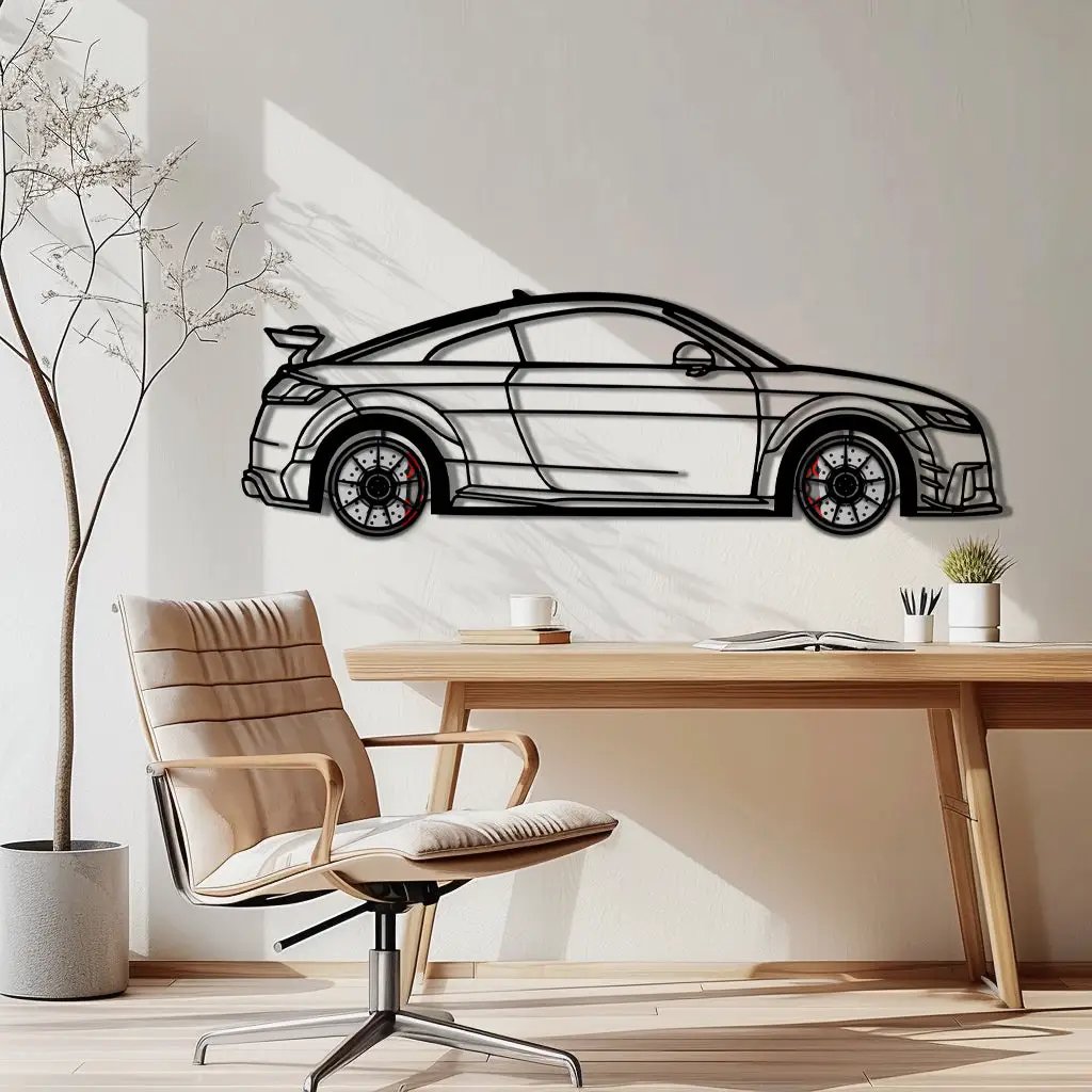 Audi TT Metal Car Wall Art with Rotating Wheels - Iconic Sports Coupe Silhouette Decor - Interactive Automotive Wall Art- KAFMEKA099 by Enova Art