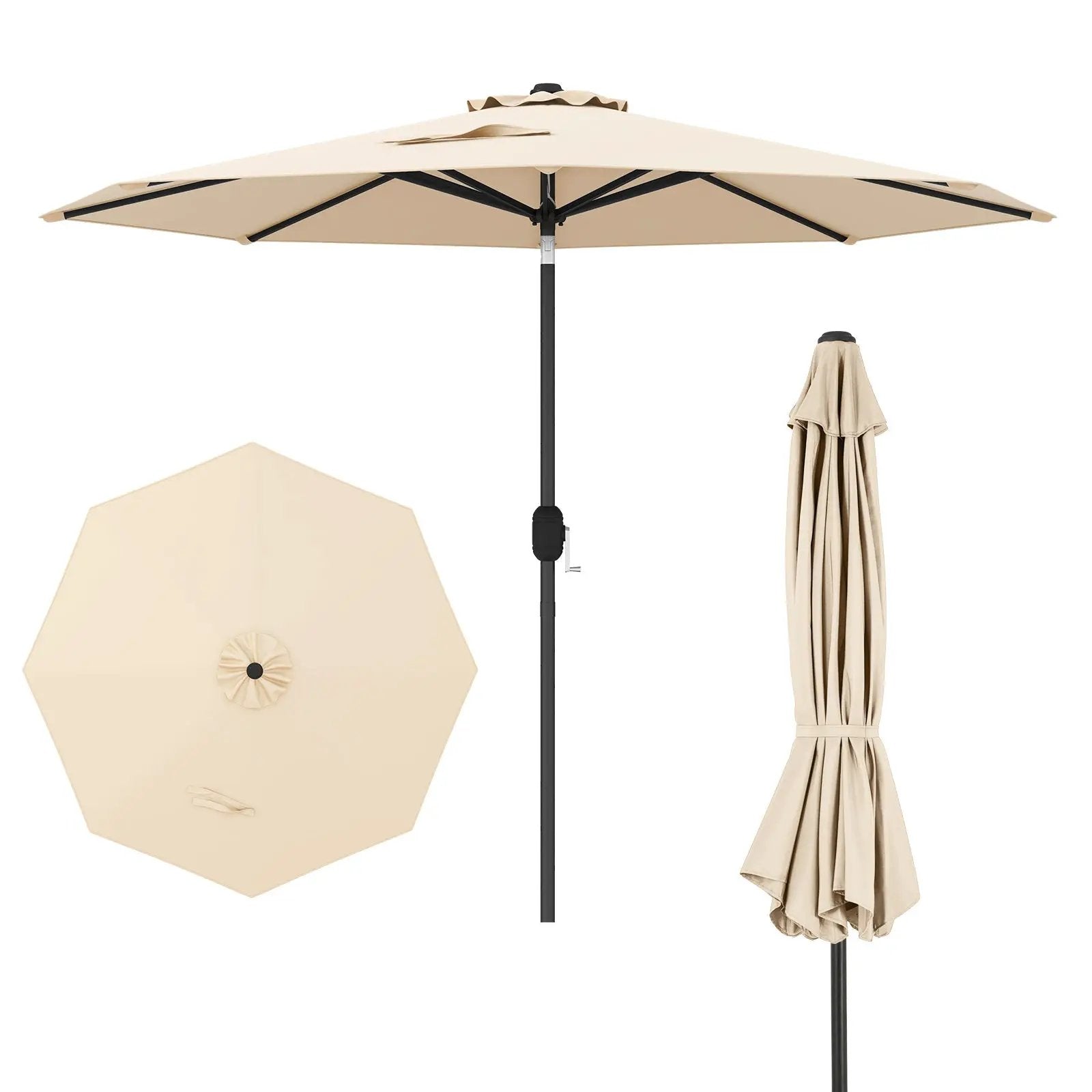 9 FT Outdoor Market Patio Table Umbrella Push Button Tilt Crank Lift-gray by DirectDeals