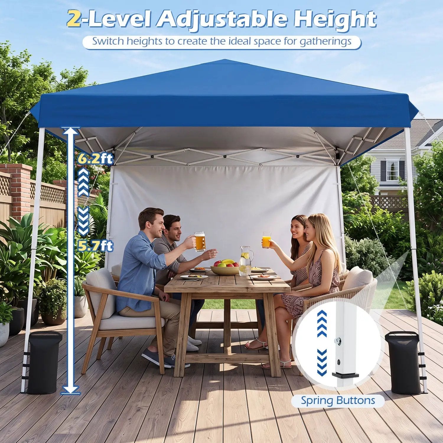 Pop Up Canopy Tent 9x9 ft with Carry Bag and Stakes by DirectDeals