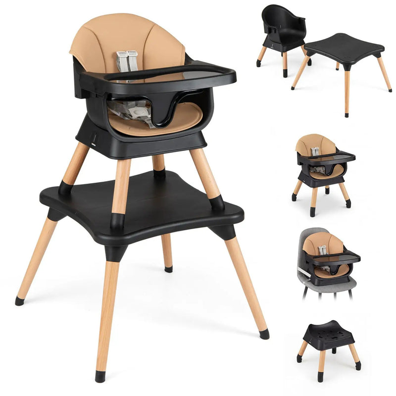 9-in-1 Convertible High Chair with Solid Wood Legs for Babies and Toddlers by DirectDeals