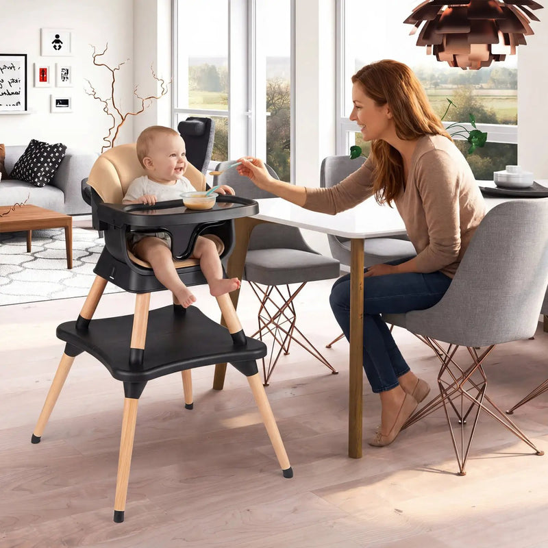 9-in-1 Convertible High Chair with Solid Wood Legs for Babies and Toddlers by DirectDeals