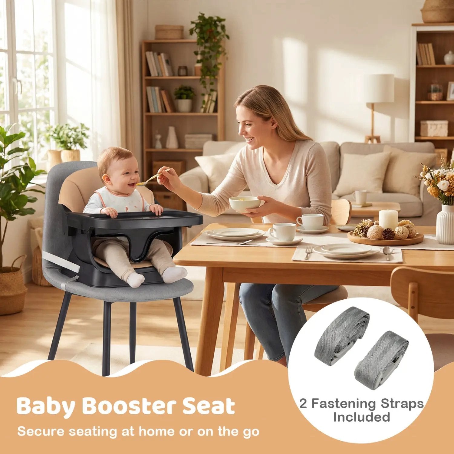9-in-1 Convertible High Chair with Solid Wood Legs for Babies and Toddlers by DirectDeals
