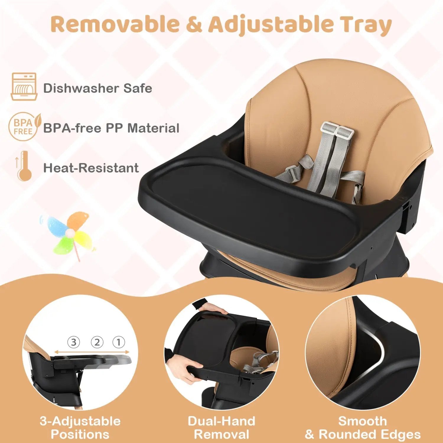 9-in-1 Convertible High Chair with Solid Wood Legs for Babies and Toddlers by DirectDeals