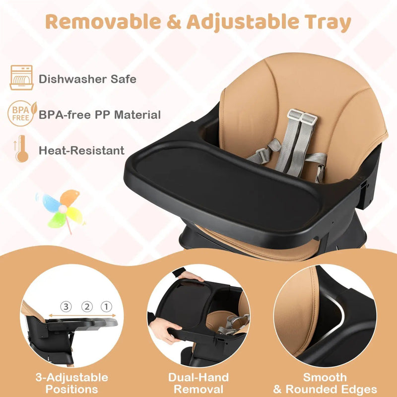 9-in-1 Convertible High Chair with Solid Wood Legs for Babies and Toddlers by DirectDeals