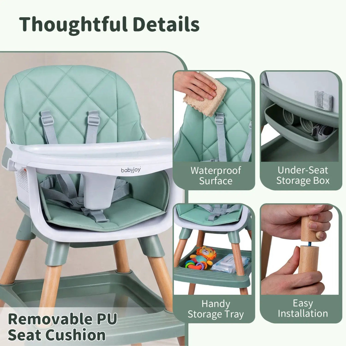 9-in-1 Convertible High Chair for Babies and Toddlers with Seat Cushion, photo 17 of 32