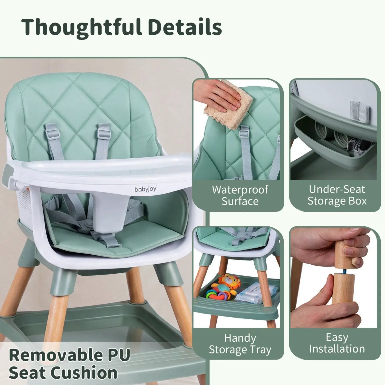 9-in-1 Convertible High Chair for Babies and Toddlers with Seat Cushion by DirectDeals