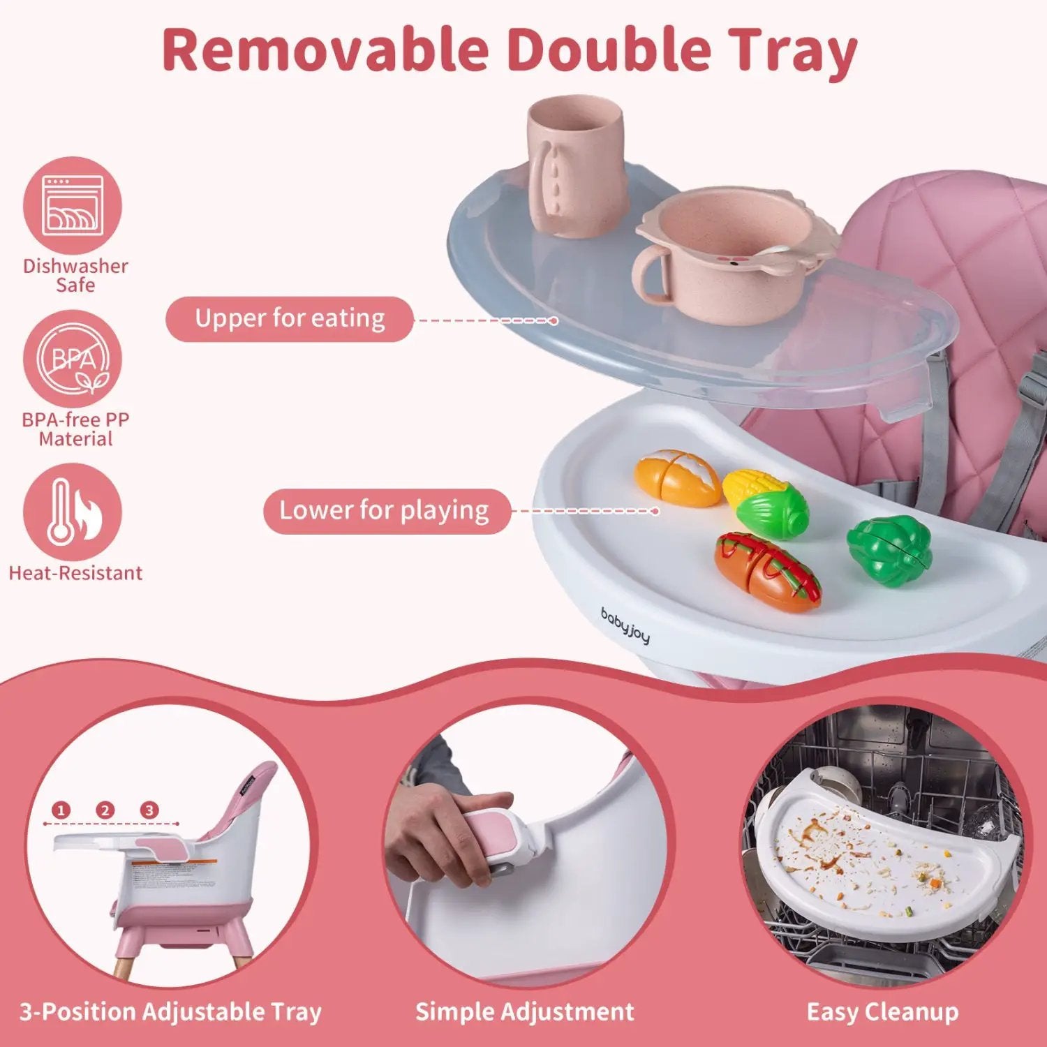 9-in-1 Convertible High Chair for Babies and Toddlers with Seat Cushion by DirectDeals