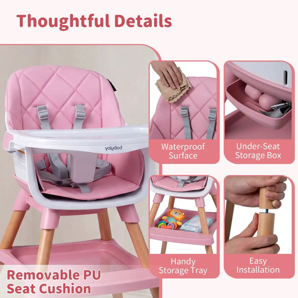 9-in-1 Convertible High Chair for Babies and Toddlers with Seat Cushion, photo 31 of 32