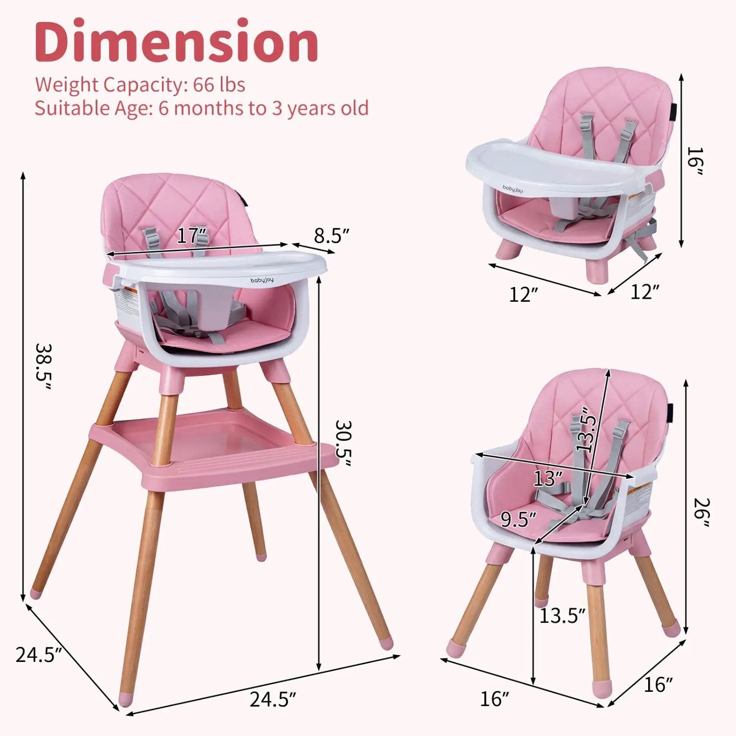 9-in-1 Convertible High Chair for Babies and Toddlers with Seat Cushion by DirectDeals