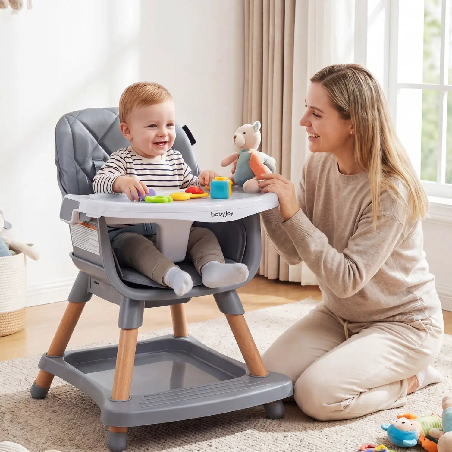 9-in-1 Convertible High Chair for Babies and Toddlers with Seat Cushion by DirectDeals