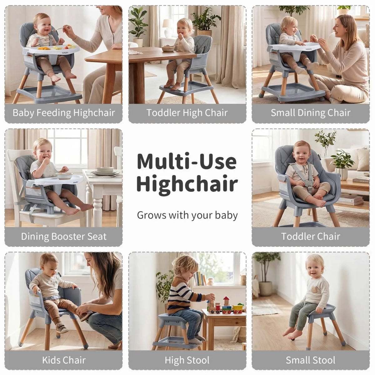 9-in-1 Convertible High Chair for Babies and Toddlers with Seat Cushion, photo 8 of 32