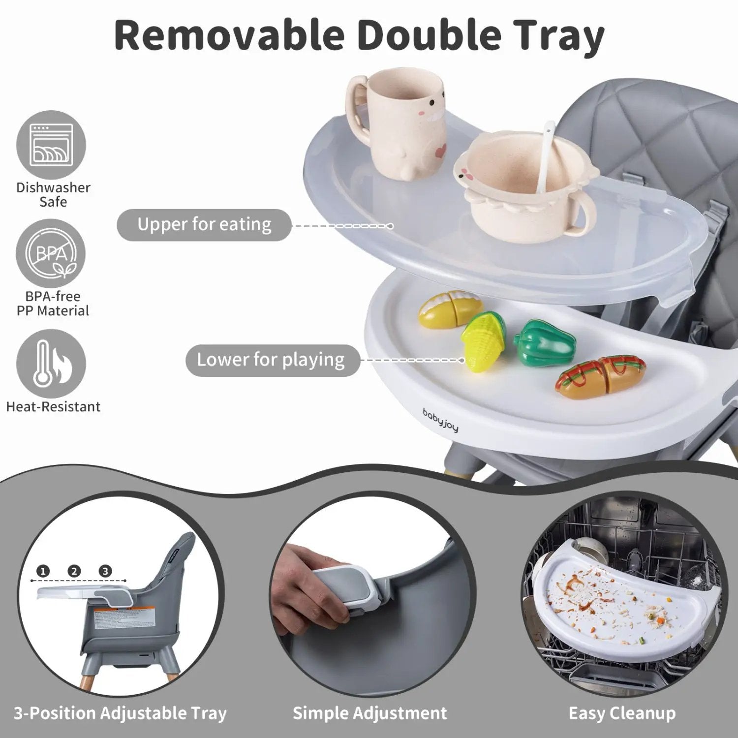 9-in-1 Convertible High Chair for Babies and Toddlers with Seat Cushion by DirectDeals