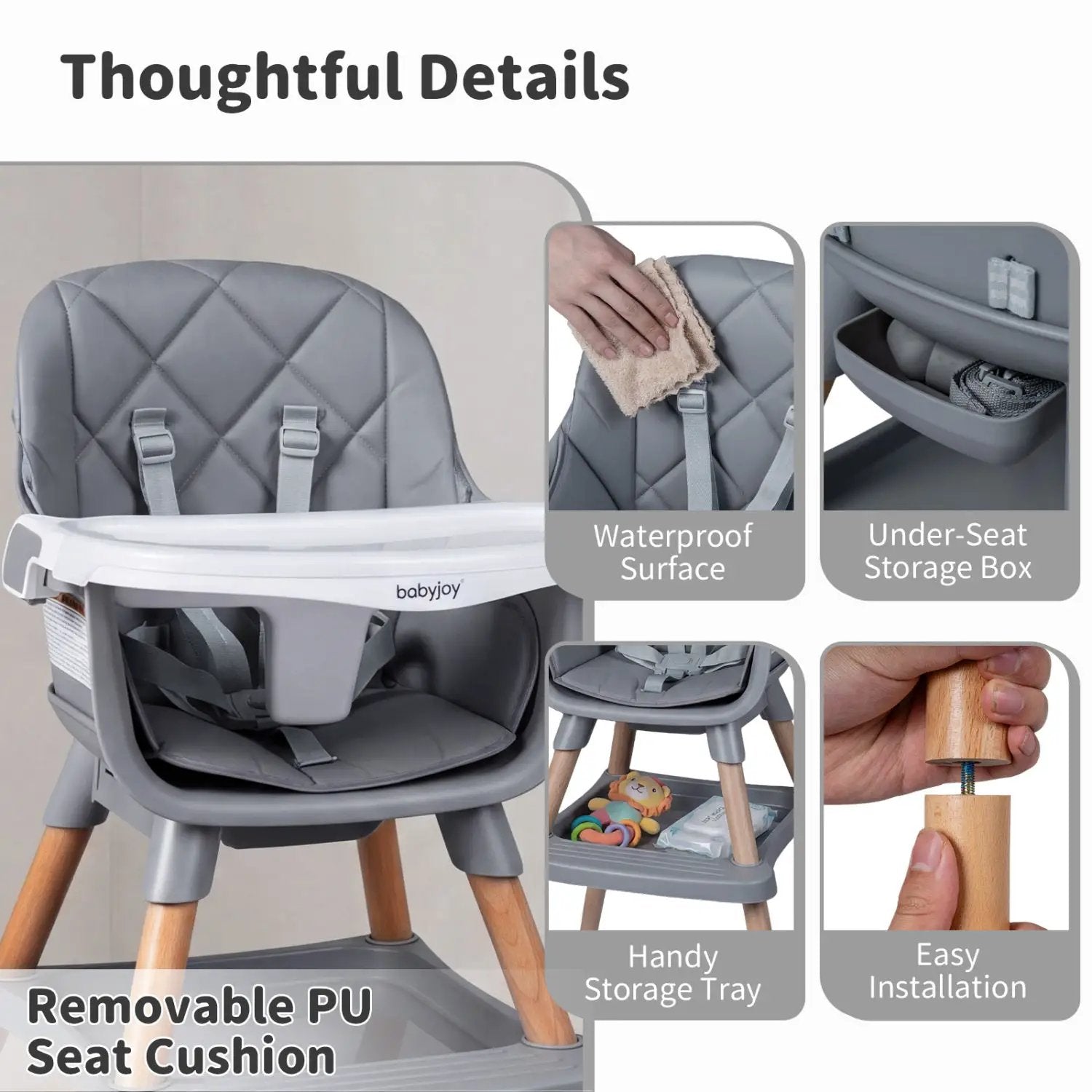 9-in-1 Convertible High Chair for Babies and Toddlers with Seat Cushion by DirectDeals