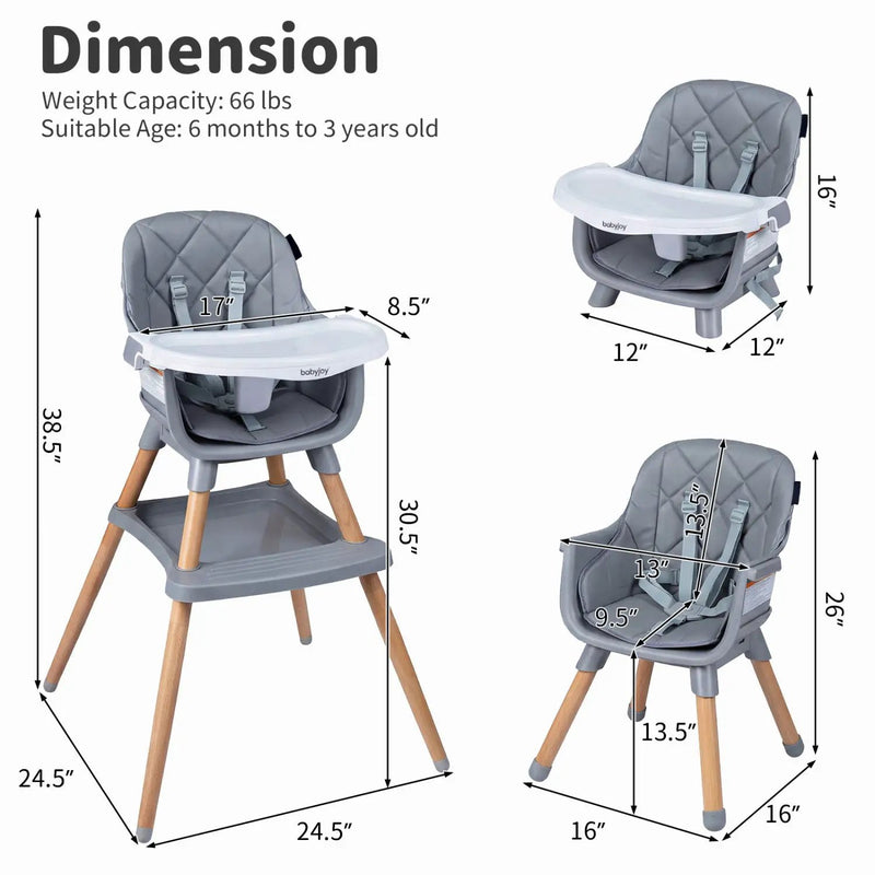 9-in-1 Convertible High Chair for Babies and Toddlers with Seat Cushion by DirectDeals