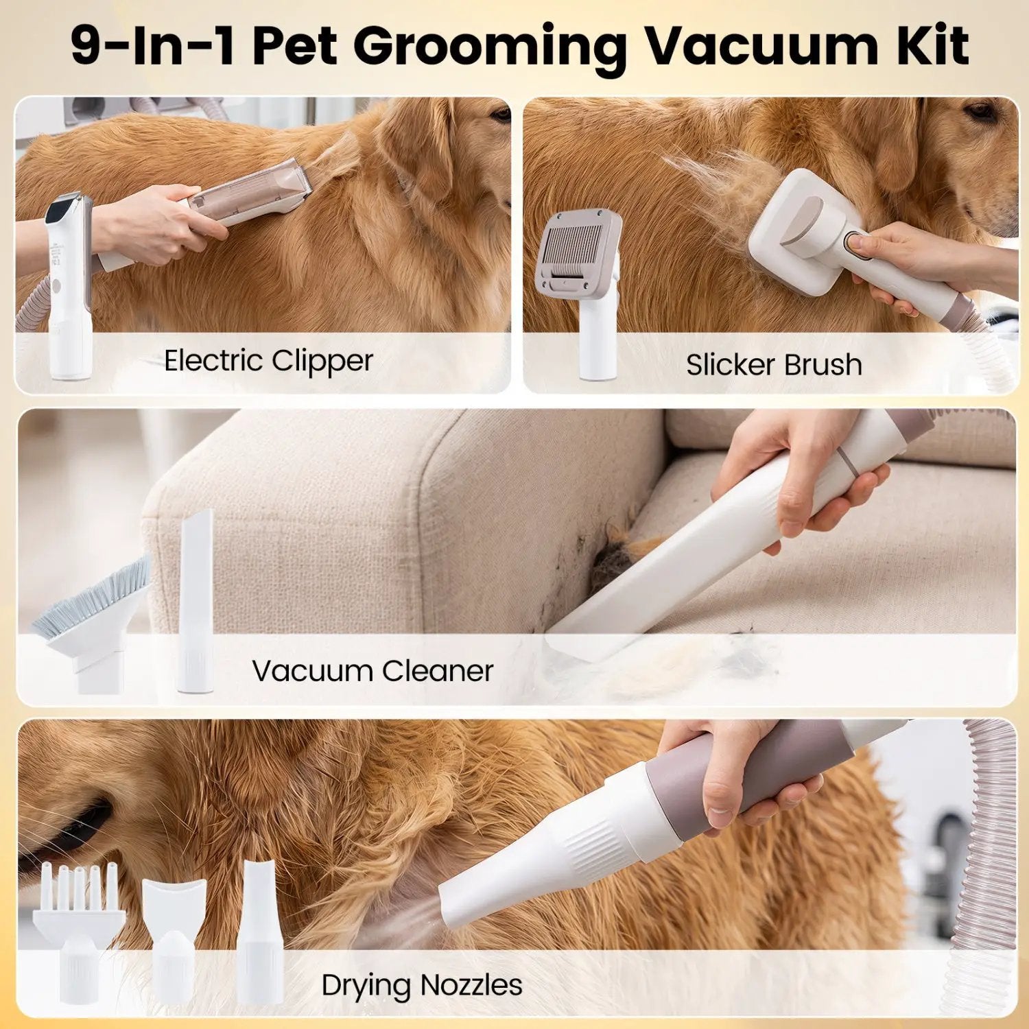 9-in-1 Dog Grooming Vacuum Kit with 3 Suction Modes by DirectDeals