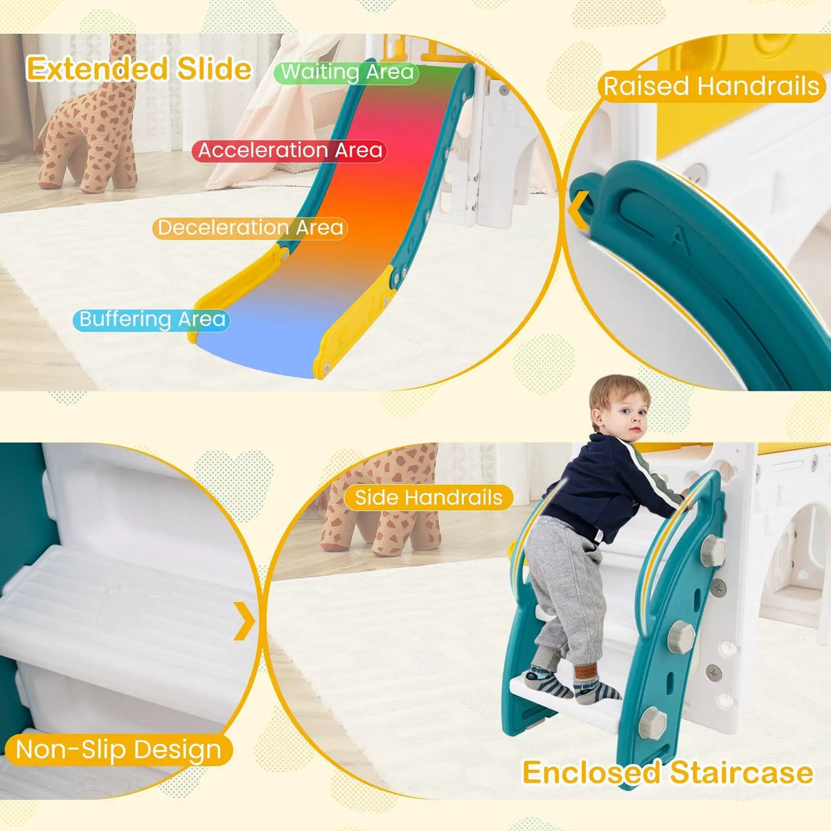 9-in-1 Toddler Slide L-Shaped with Basketball Hoop and Steering Wheel, photo 16 of 16