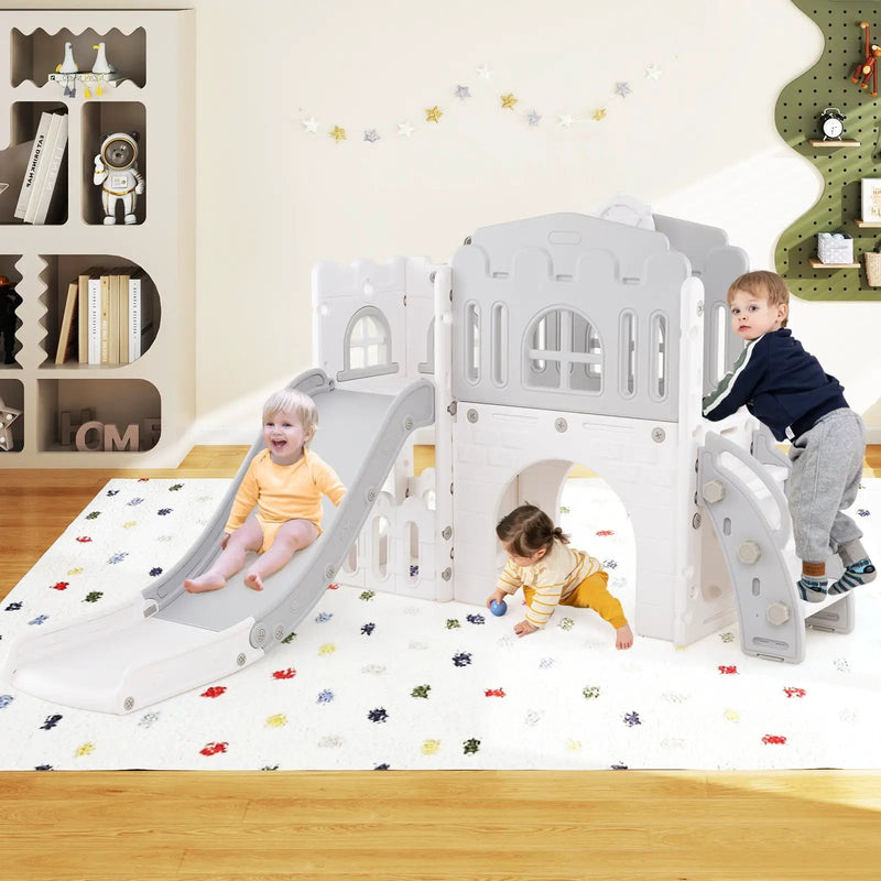 9-in-1 Toddler Slide L-Shaped with Basketball Hoop and Steering Wheel by DirectDeals