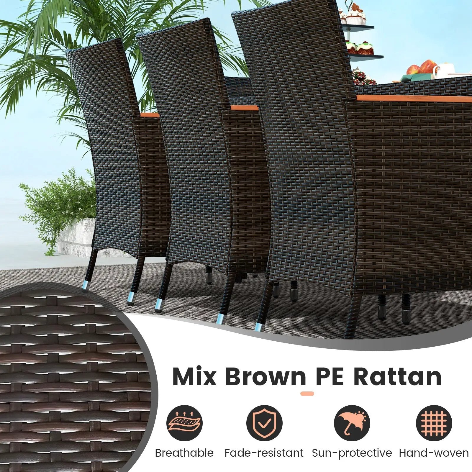 9 Piece Outdoor Dining Set with Umbrella Hole by DirectDeals
