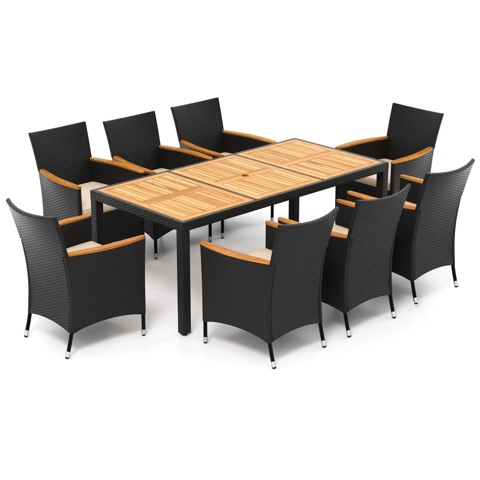 9 Pieces Outdoor Dining Set with Acacia Wood Tabletop by DirectDeals