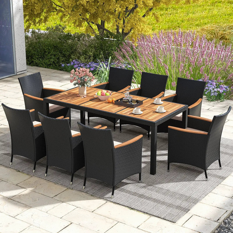 9 Pieces Outdoor Dining Set with Acacia Wood Tabletop by DirectDeals