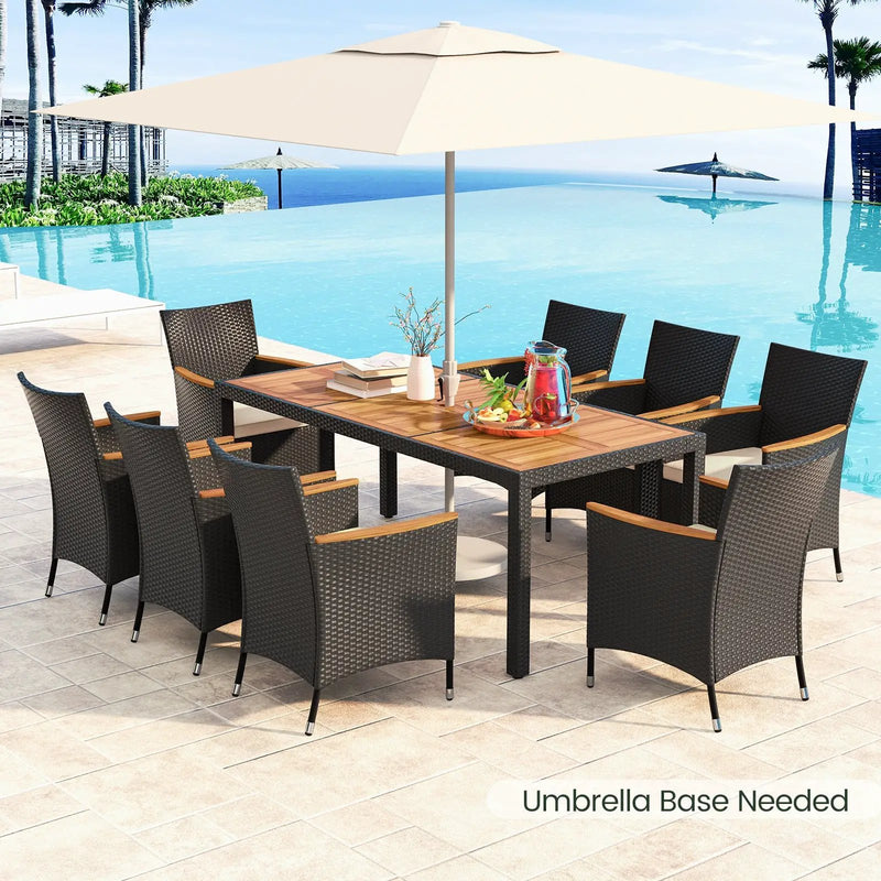 9 Pieces Outdoor Dining Set with Acacia Wood Tabletop by DirectDeals