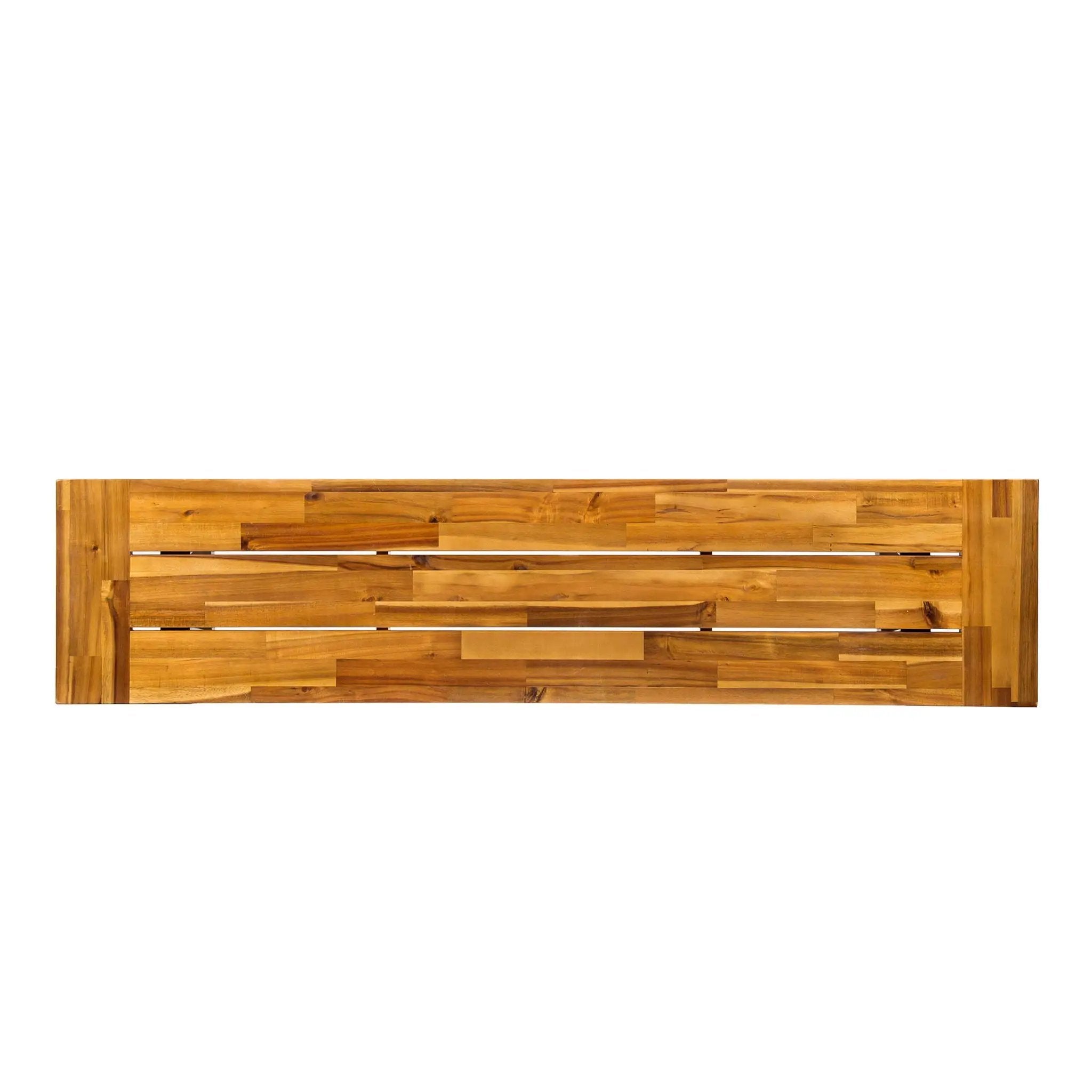Outdoor Dining Bench, Patio Backless Bench - Teak / Black by HouseOfZazla