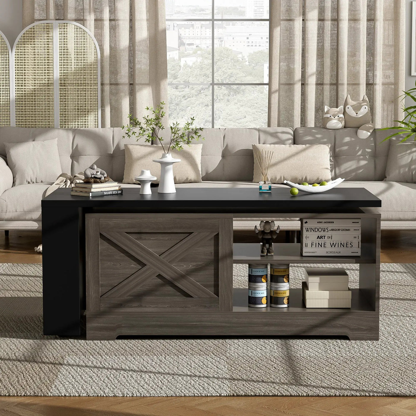 Farmhouse Lift Top Coffee Table With Barn Doors by HouseOfZazla